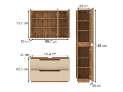 Conjunto de móveis de banheiro carvalho/caxemira às riscas 99.4x32x62.5 lotta