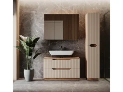 Conjunto de móveis de banheiro carvalho/caxemira às riscas 99.4x32x62.5 lotta