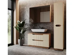 Conjunto de móveis de banheiro carvalho/caxemira às riscas 99.4x32x62.5 lotta