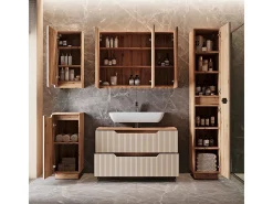 Conjunto de móveis de banheiro carvalho/caxemira às riscas 99.4x32x62.5 lotta