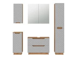 Conjunto de móveis de banheiro carvalho/cinzento com estrutura em azulejo 79.6x32x62.1 lotta