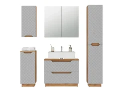 Conjunto de móveis de banheiro carvalho/cinzento com estrutura em azulejo 79.6x32x62.1 lotta