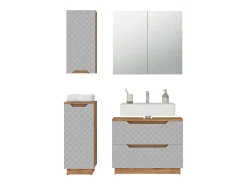 Conjunto de móveis de banheiro carvalho/cinzento com estrutura em azulejo 79.6x32x62.5 lotta