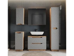 Conjunto de móveis de banheiro carvalho/cinzento com estrutura em azulejo 79.6x32x62.5 lotta
