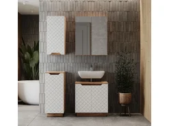 Conjunto de móveis de banheiro carvalho/branco às riscas 59.8x32x62.1 lotta