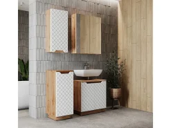 Conjunto de móveis de banheiro carvalho/branco às riscas 59.8x32x62.1 lotta