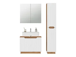 Conjunto de móveis de banheiro carvalho/branco às riscas 79.6x32x62.5 lotta
