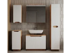 Conjunto de móveis de banheiro carvalho/branco às riscas 79.6x32x62.5 lotta