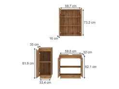 Conjunto de móveis de banheiro carvalho/cinzento às riscas 59.8x32x62.1 lotta