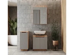 Conjunto de móveis de banheiro carvalho/cinzento às riscas 59.8x32x62.1 lotta