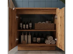 Conjunto de móveis de banheiro carvalho/cinzento às riscas 59.8x32x62.1 lotta