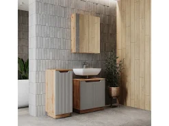 Conjunto de móveis de banheiro carvalho/cinzento às riscas 59.8x32x62.1 lotta