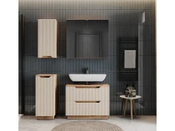 Conjunto de móveis de banheiro carvalho/caxemira às riscas 79.6x32x62.5 lotta