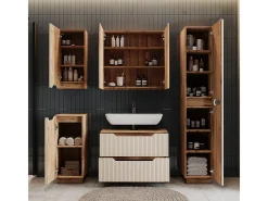 Conjunto de móveis de banheiro carvalho/caxemira às riscas 79.6x32x62.5 lotta