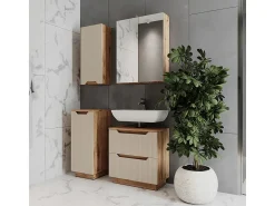 Conjunto de móveis de banheiro carvalho/caxemira às riscas 79.6x32x62.5 lotta