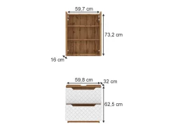 Conjunto de móveis de banheiro carvalho/branco com estrutura em azulejo 59.8x32x62.5 lotta
