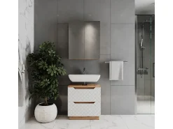 Conjunto de móveis de banheiro carvalho/branco com estrutura em azulejo 59.8x32x62.5 lotta