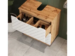Conjunto de móveis de banheiro carvalho/branco com estrutura em azulejo 59.8x32x62.5 lotta