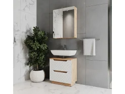 Conjunto de móveis de banheiro carvalho/branco com estrutura em azulejo 59.8x32x62.5 lotta