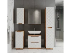 Conjunto de móveis de banheiro carvalho/branco com estrutura em azulejo 59.8x32x62.5 lotta