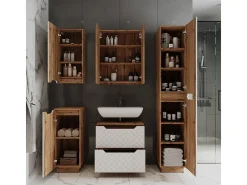 Conjunto de móveis de banheiro carvalho/branco com estrutura em azulejo 59.8x32x62.5 lotta