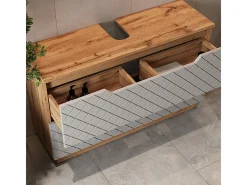 Conjunto de móveis de banheiro carvalho/cinzento com estrutura em azulejo 99.4x32x62.5 lotta
