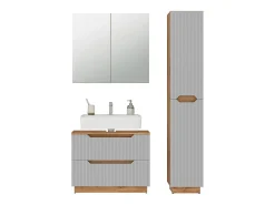 Conjunto de móveis de banheiro carvalho/cinzento às riscas 79.6x32x62.5 lotta
