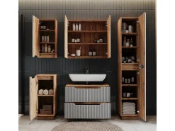 Conjunto de móveis de banheiro carvalho/cinzento às riscas 79.6x32x62.5 lotta