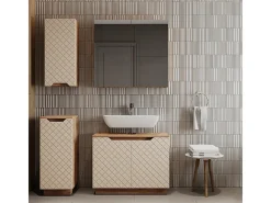 Conjunto de móveis de banheiro carvalho/caxemira com estrutura em azulejo 79.6x32x62.1 lotta