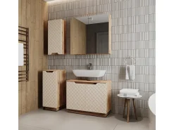 Conjunto de móveis de banheiro carvalho/caxemira com estrutura em azulejo 79.6x32x62.1 lotta