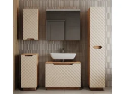 Conjunto de móveis de banheiro carvalho/caxemira com estrutura em azulejo 79.6x32x62.1 lotta