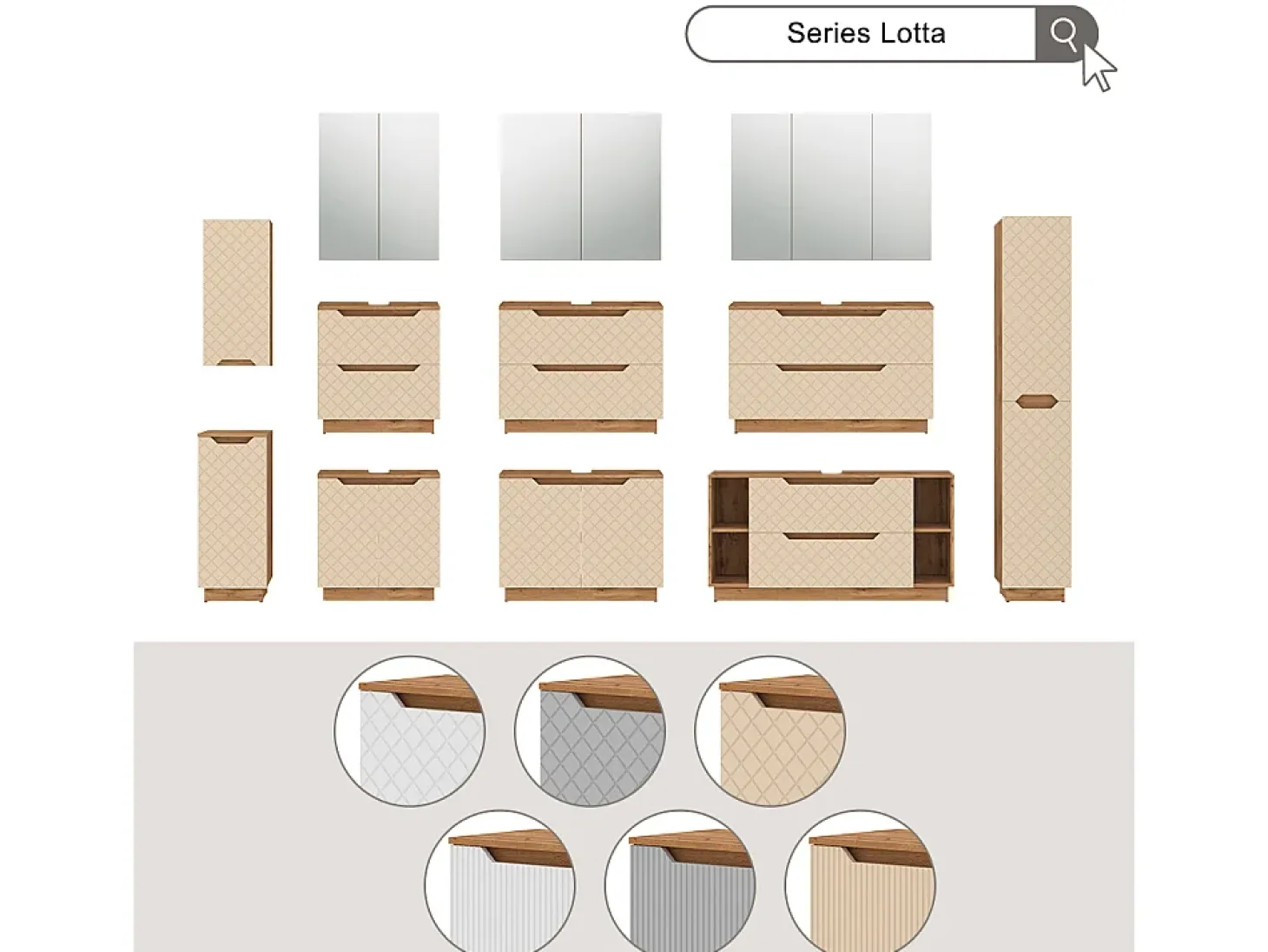 Conjunto de móveis de banheiro carvalho/cinzento às riscas 119.2x35x62.5 lotta