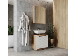 Conjunto de móveis de banheiro carvalho/branco com estrutura em azulejo 59.8x32x62.1 lotta