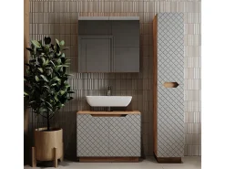 Conjunto de móveis de banheiro carvalho/cinzento com estrutura em azulejo 79.6x32x62.1 lotta