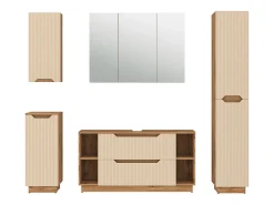 Conjunto de móveis de banheiro carvalho/caxemira às riscas 119.2x35x62.5 lotta