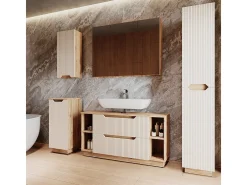 Conjunto de móveis de banheiro carvalho/caxemira às riscas 119.2x35x62.5 lotta