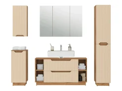 Conjunto de móveis de banheiro carvalho/caxemira às riscas 119.2x35x62.5 lotta