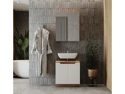 Conjunto de móveis de banheiro carvalho/branco às riscas 59.8x32x62.1 lotta