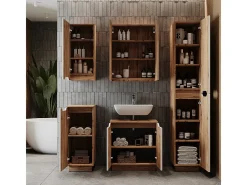 Conjunto de móveis de banheiro carvalho/branco às riscas 59.8x32x62.1 lotta
