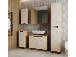 Conjunto de móveis de banheiro carvalho/caxemira com estrutura em azulejo 79.6x32x62.5 lotta