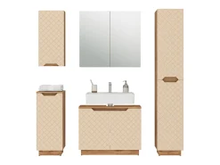 Conjunto de móveis de banheiro carvalho/caxemira com estrutura em azulejo 79.6x32x62.5 lotta