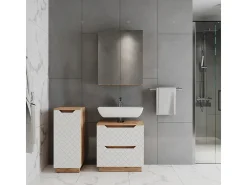 Conjunto de móveis de banheiro carvalho/branco com estrutura em azulejo 59.8x32x62.5 lotta