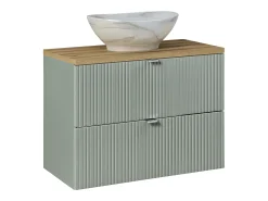 Conjunto de móveis de casa de banho com lavatório Jade verde e madeira 80cm