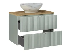 Conjunto de móveis de casa de banho com lavatório Jade verde e madeira 80cm
