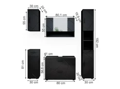 Conjunto de móveis de casa de banho antracite alto brilho 80x41x58.6 irma