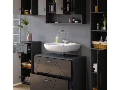 Conjunto de móveis de casa de banho antracite alto brilho 80x41x58.6 irma