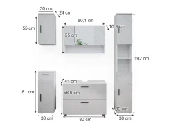 Conjunto de móveis de casa de banho branco alto brilho 80x41x58.6 irma