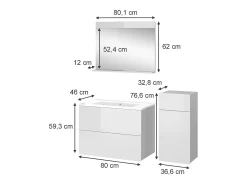 Conjunto de móveis de casa de banho branco 80x46x59.3 izan