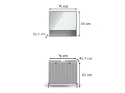 Conjunto de móveis de casa de banho cinza 70x45x63 eliza