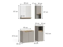 Conjunto de móveis de casa de banho cinzento-bege 60x35x57 marelle